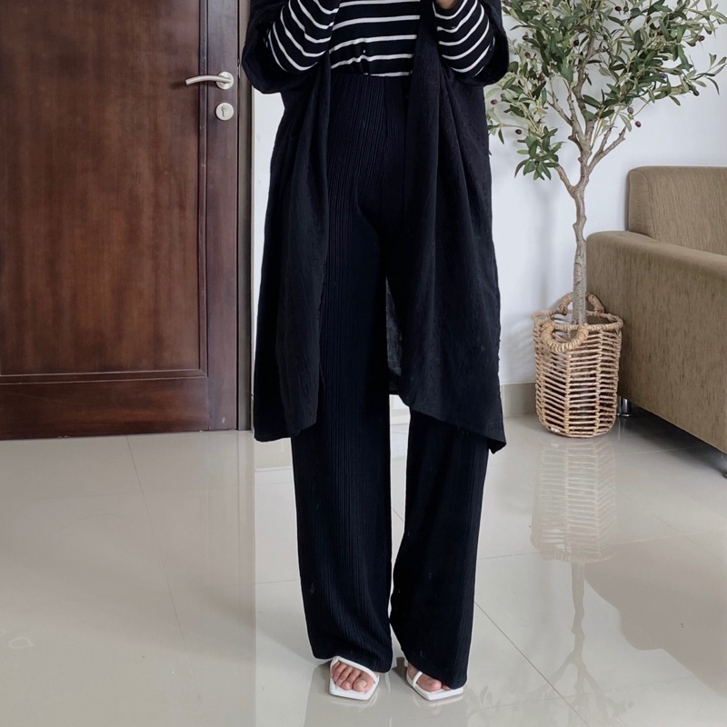 renaette - kale pleats cullote - bawahan - highwaist - kulot wanita premium - celana panjang wanita - loose pants - flare pants
