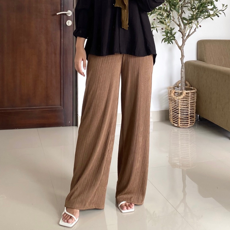 renaette - kale pleats cullote - bawahan - highwaist - kulot wanita premium - celana panjang wanita - loose pants - flare pants
