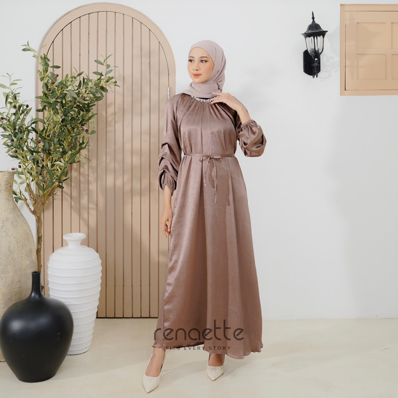 Renaette - HANA DRESS - Dress Kondangan - Gamis Payet - Dress Simpel Wanita - Dress Silk Lebaran