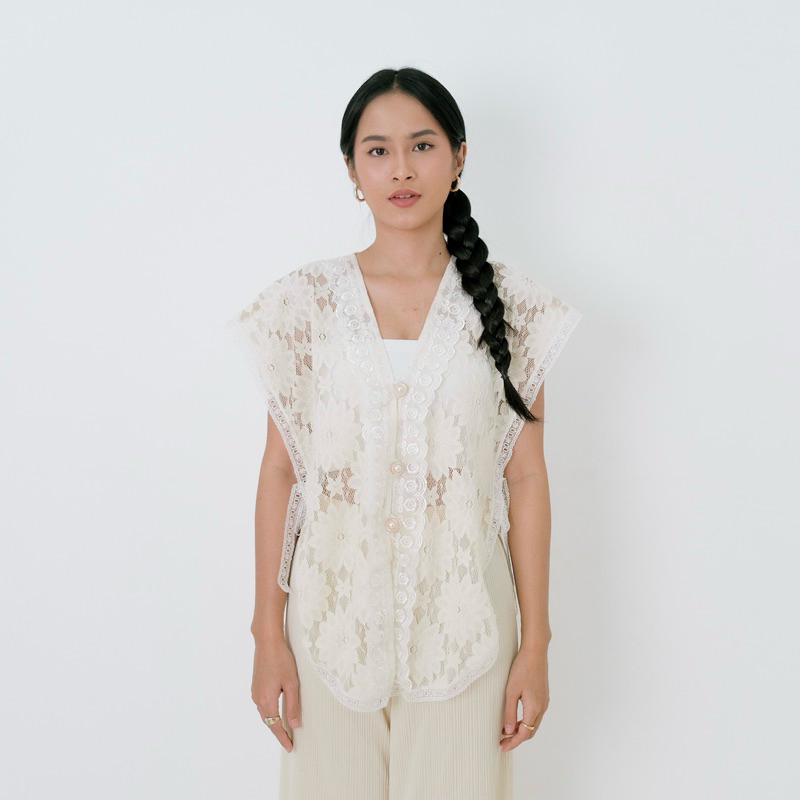 Renaette - LUNA VEST - Brukat Rompi - Outer Vest Kondangan - Lace Brokat Premium - Outer Kebaya Modern