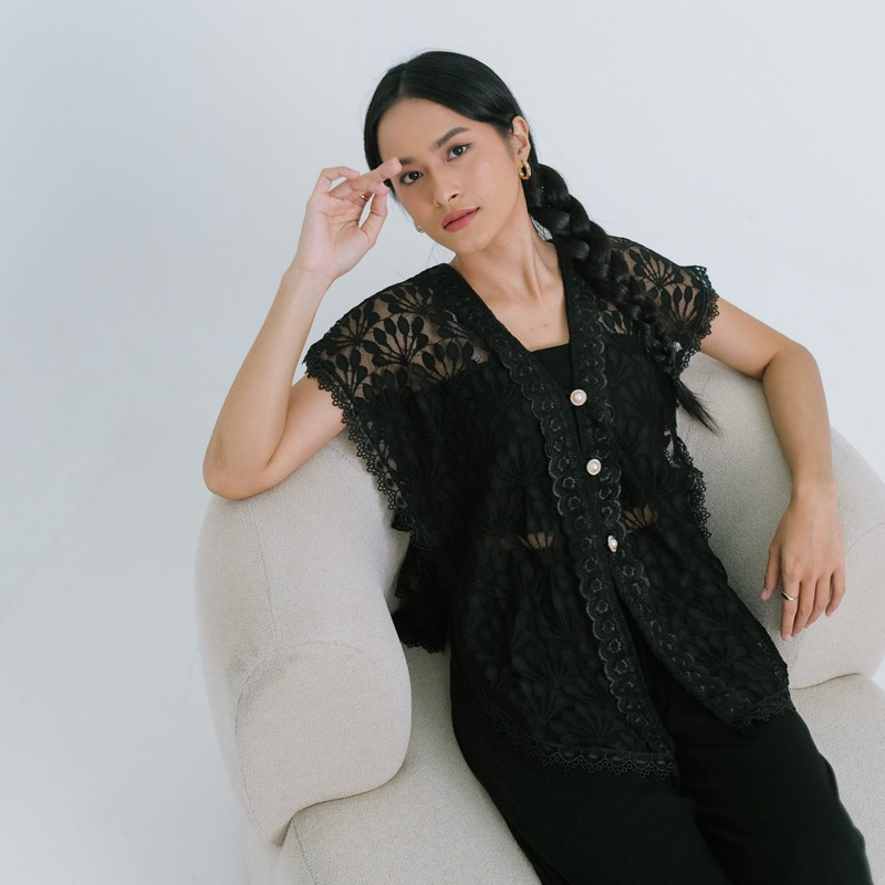 Renaette - LUNA VEST - Brukat Rompi - Outer Vest Kondangan - Lace Brokat Premium - Outer Kebaya Modern