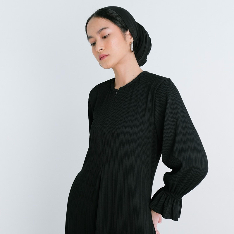 Renaette - NOYA DRESS - Abaya Knit Pleats - Baju Muslim Wanita Polos Simpel