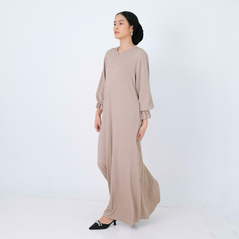 Renaette - NOYA DRESS - Abaya Knit Pleats - Baju Muslim Wanita Polos Simpel