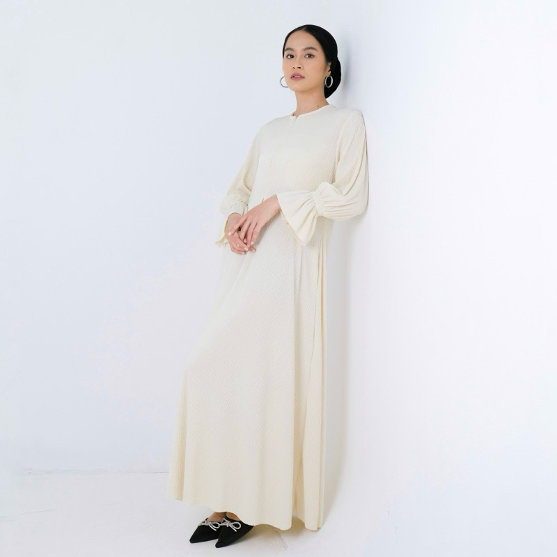 Renaette - NOYA DRESS - Abaya Knit Pleats - Baju Muslim Wanita Polos Simpel