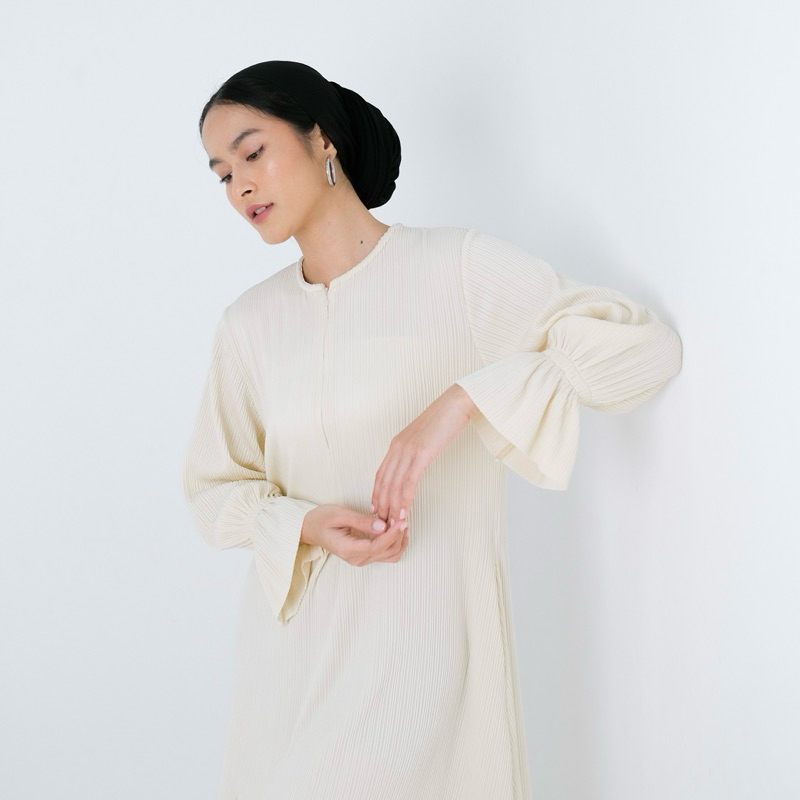 Renaette - NOYA DRESS - Abaya Knit Pleats - Baju Muslim Wanita Polos Simpel