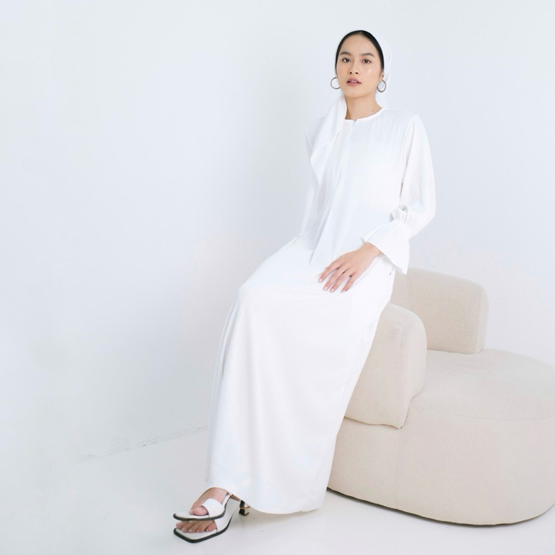 Renaette - NOYA DRESS - Abaya Knit Pleats - Baju Muslim Wanita Polos Simpel