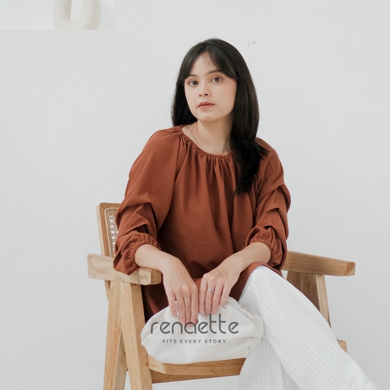 renaette - pinkan top | blouse wanita | atasan wanita | blouse karet | blouse lengan ruffle
