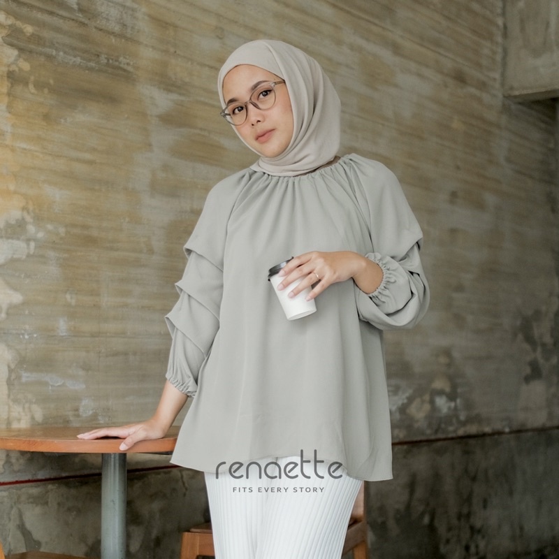 renaette - pinkan top | blouse wanita | atasan wanita | blouse karet | blouse lengan ruffle