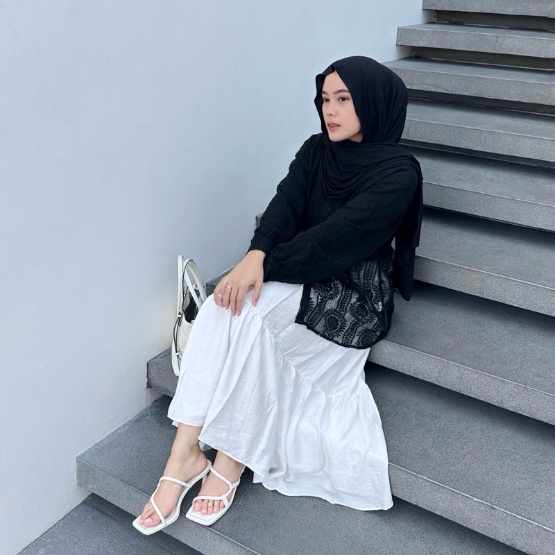 Renaette - ADELIA SKIRT - Bawahan - Rok Susun Korean Style - Ruffle Skirt - Rok Kerja Panjang Wanita