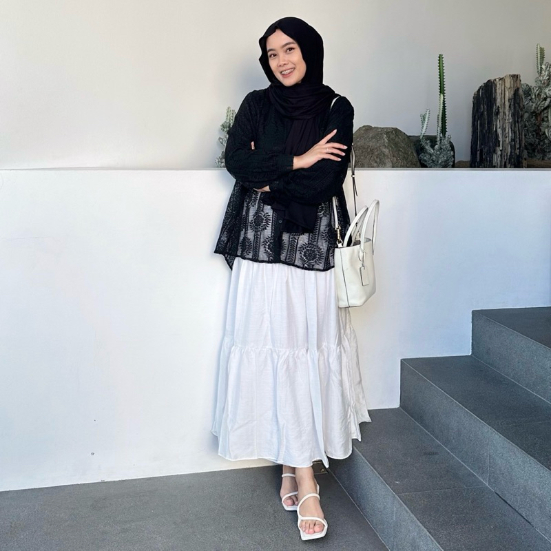 Renaette - ADELIA SKIRT - Bawahan - Rok Susun Korean Style - Ruffle Skirt - Rok Kerja Panjang Wanita