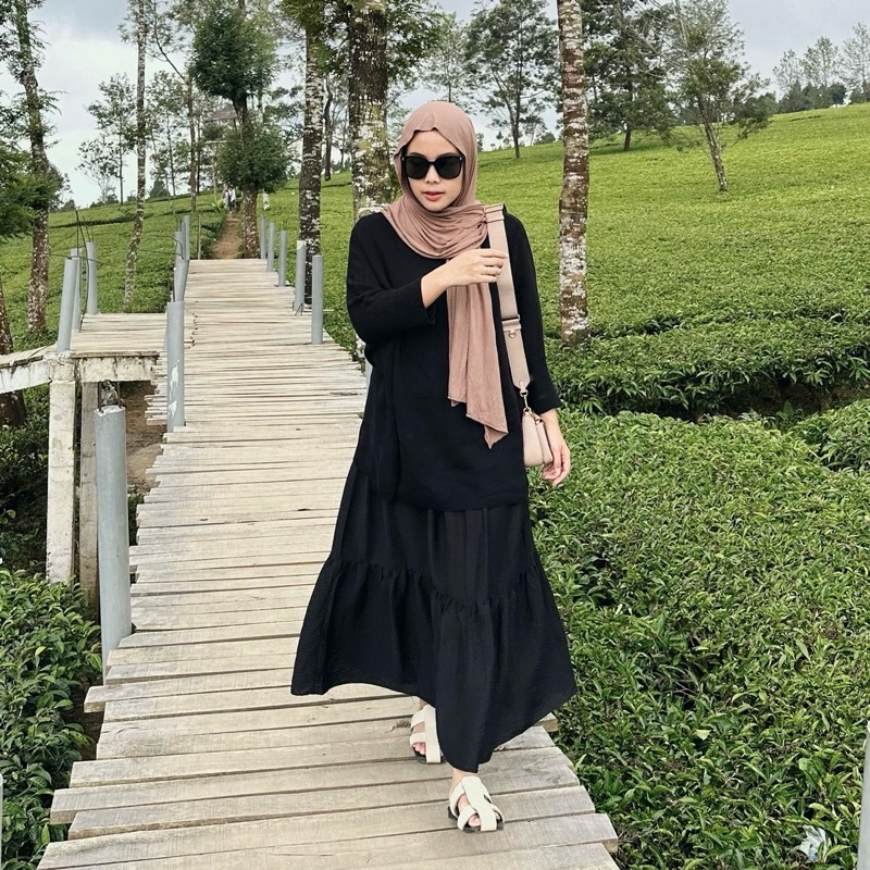 Renaette - ADELIA SKIRT - Bawahan - Rok Susun Korean Style - Ruffle Skirt - Rok Kerja Panjang Wanita