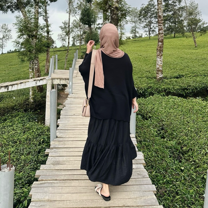 Renaette - ADELIA SKIRT - Bawahan - Rok Susun Korean Style - Ruffle Skirt - Rok Kerja Panjang Wanita