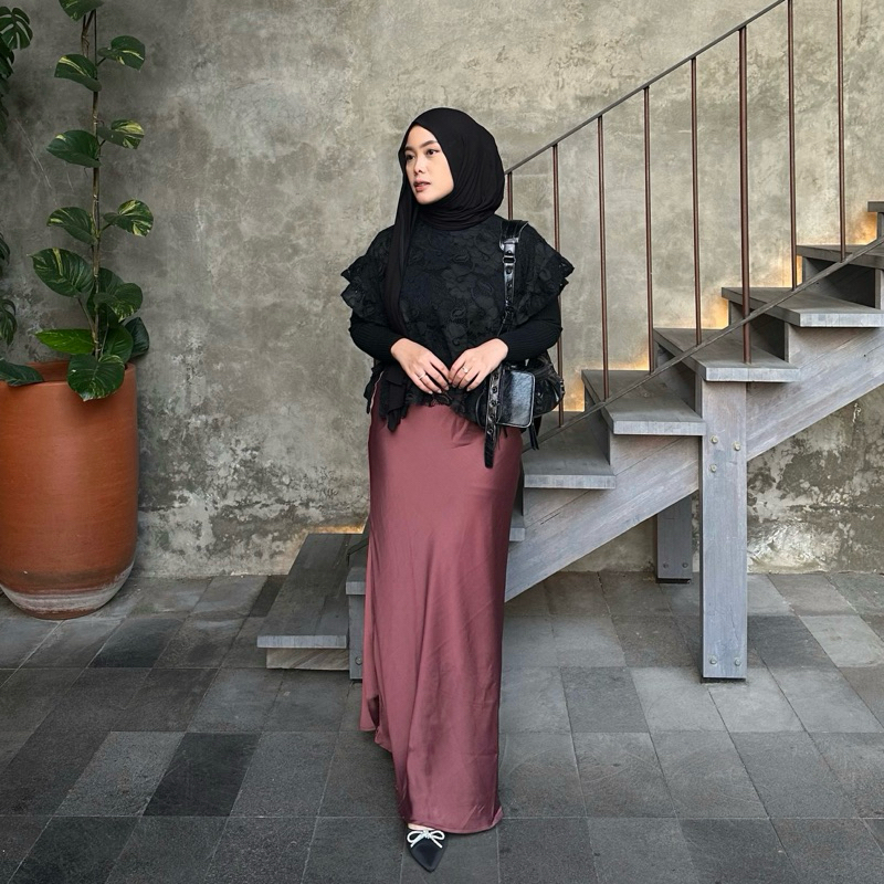 Renaette - KAIA SKIRT - Bawahan - Rok Satin Full Furing - Silk Premium - Satin Panjang - Rok Silky Maxi