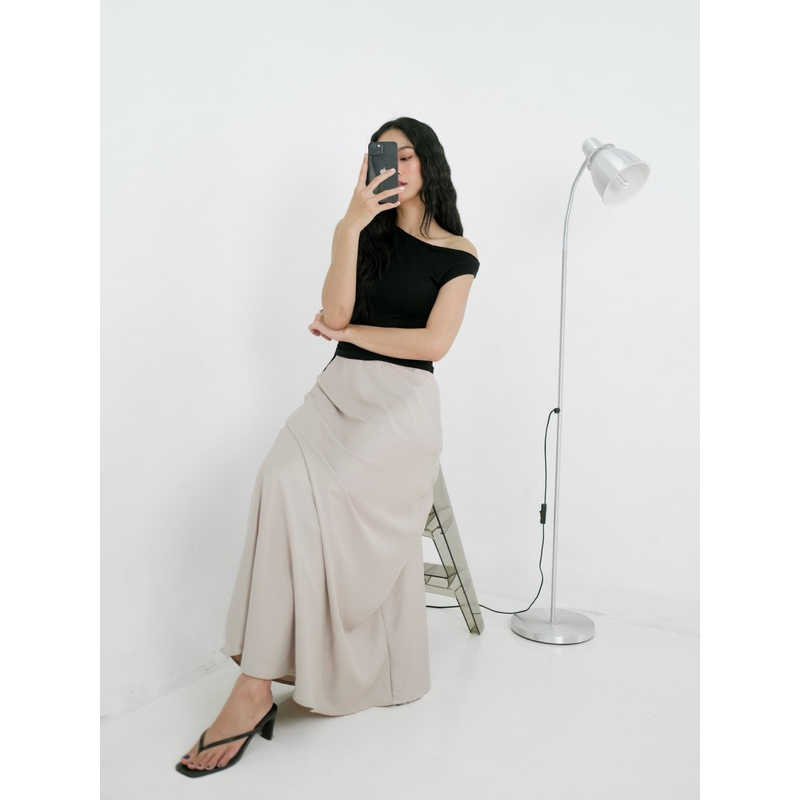 Renaette - KAIA SKIRT - Bawahan - Rok Satin Full Furing - Silk Premium - Satin Panjang - Rok Silky Maxi