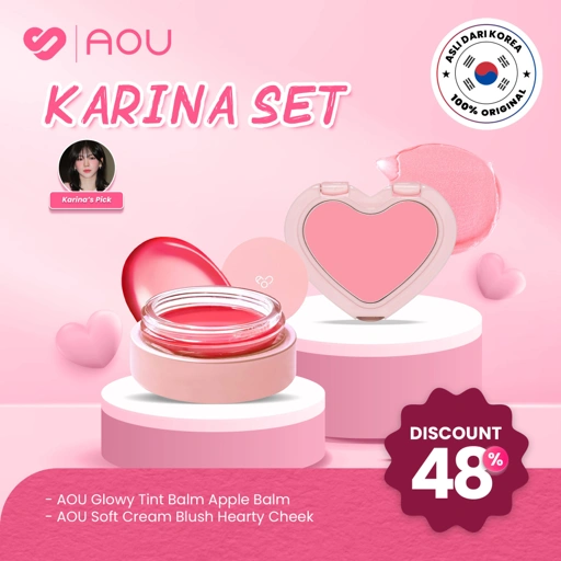 Image of KARINA SET - AOU GLOWY TINT APPLE BALM & SOFT CREAM BLUSHER HEARTY CHEEK