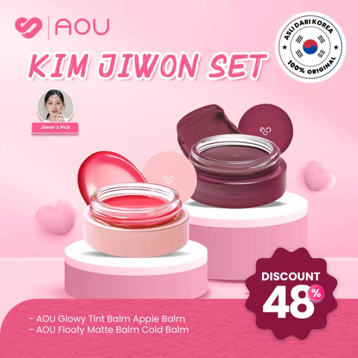 Image of OFFICIAL AOU KIMJIWON SET - GLOWY TINT BALM APPLE BALM & FLOOFY MATTE LIP BALM COLD BALM