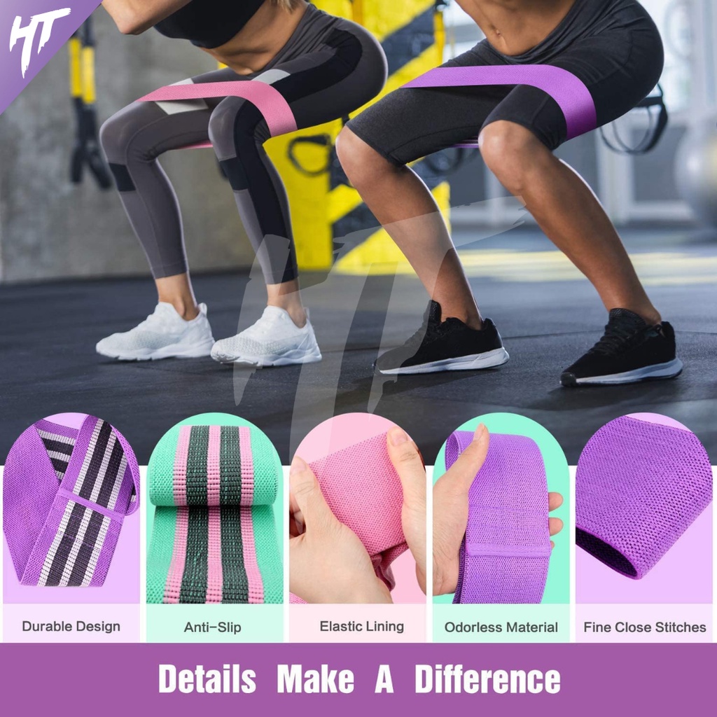 Fabric Hip Booty Squat Resistance Power Band Fitness Home Workout Gym Yoga Alat Karet Loop Elastic Stretching