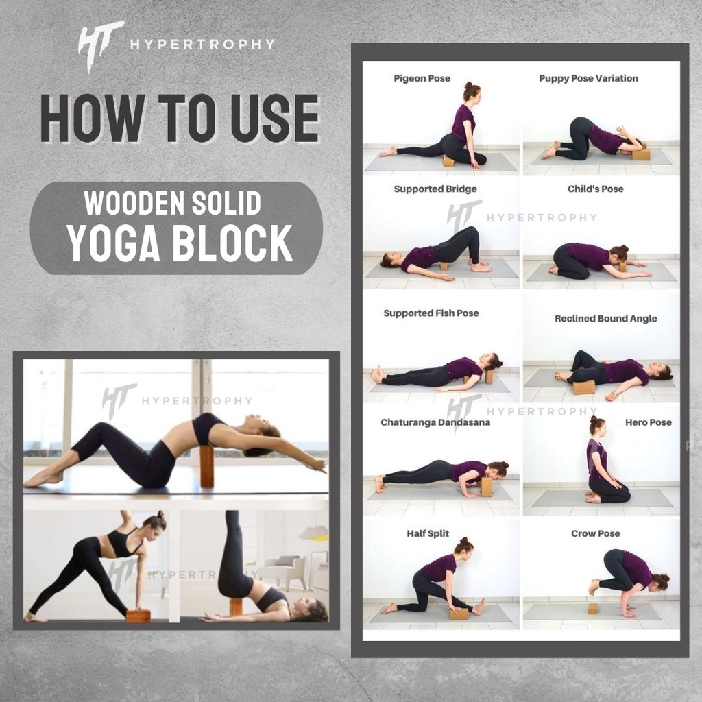 Wooden Solid Yoga Block by Hypertrophy – Balok Blok Kayu Senam Pilates Yoga Brick Alat Yoga Fitness Stretching