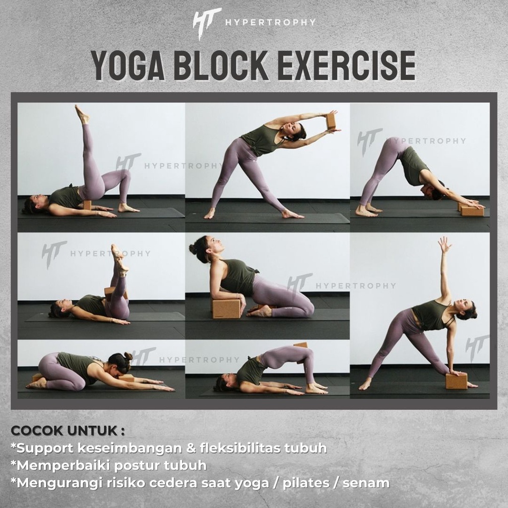 Wooden Solid Yoga Block by Hypertrophy – Balok Blok Kayu Senam Pilates Yoga Brick Alat Yoga Fitness Stretching