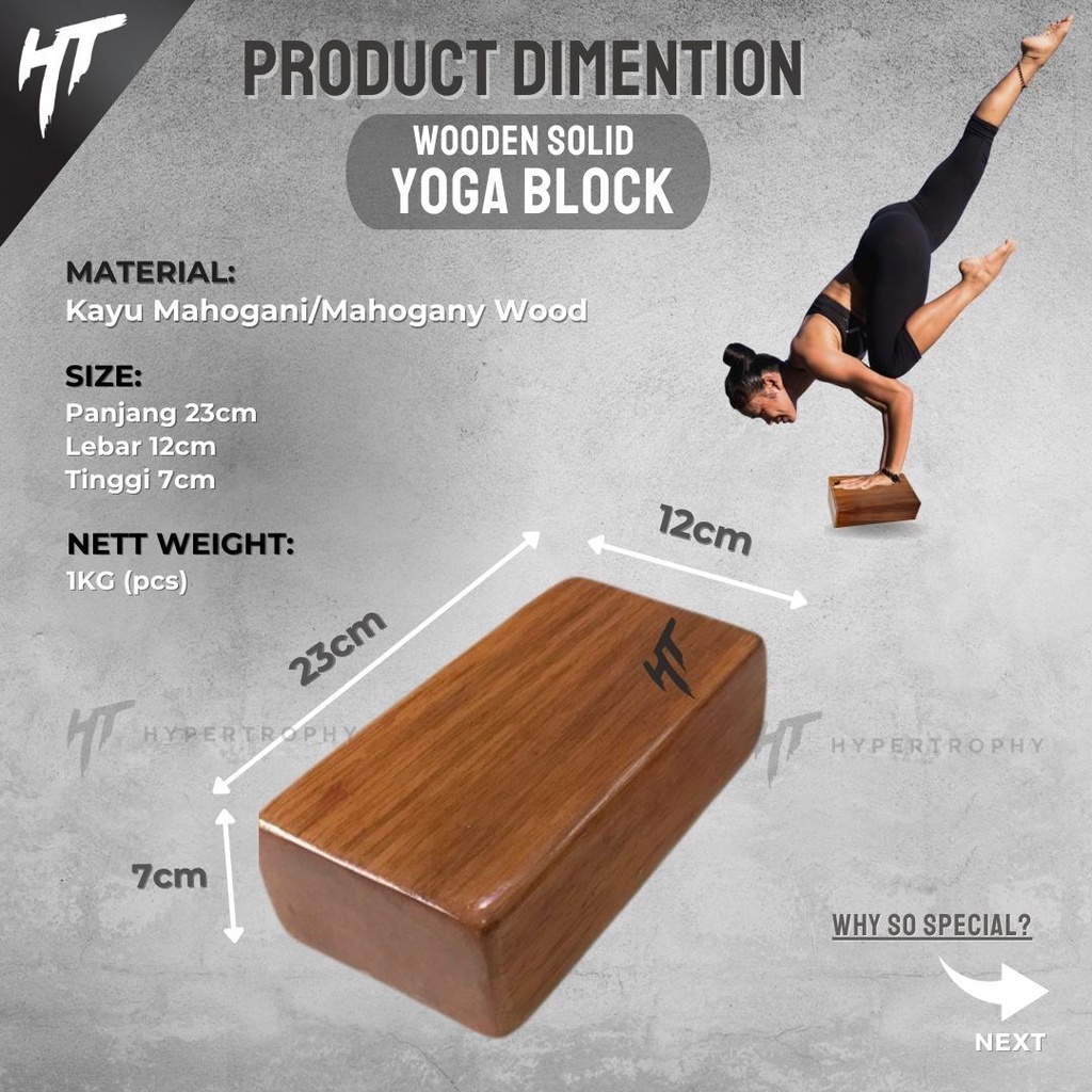 Wooden Solid Yoga Block by Hypertrophy – Balok Blok Kayu Senam Pilates Yoga Brick Alat Yoga Fitness Stretching
