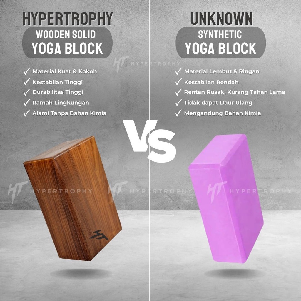 Wooden Solid Yoga Block by Hypertrophy – Balok Blok Kayu Senam Pilates Yoga Brick Alat Yoga Fitness Stretching