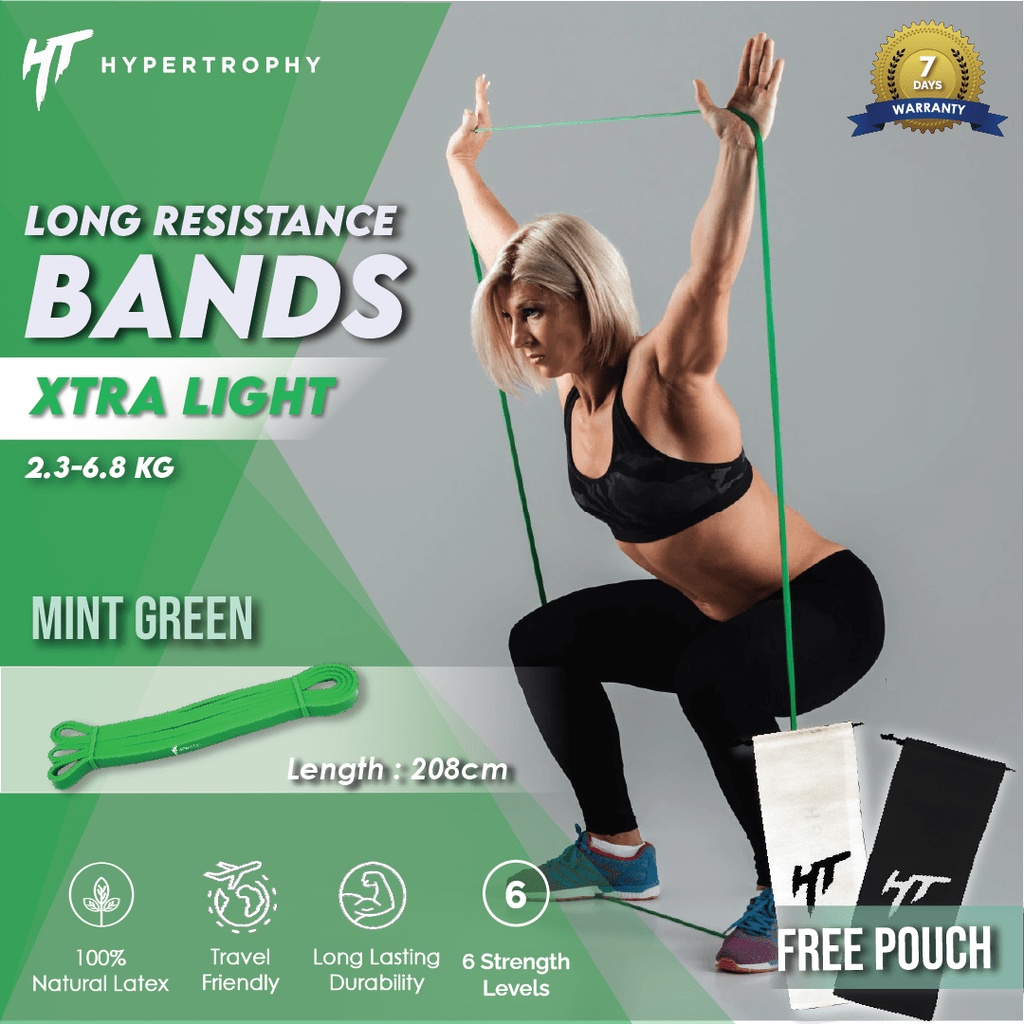 Alat Fitness Resistance / Power Band Hijau Light - (5-15 pounds / 2.3-6.8kg) Body Premium Latex Stretching Pull Up Elastis Home Workout Gym Yoga Olahraga Senam Aerobik Kettler