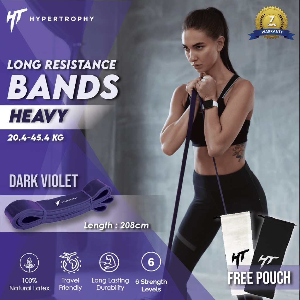 Alat Fitness Resistance / Power Band Ungu Heavy (45-100 pounds / 20.4-45.4kg) Body Premium Latex Stretching Pull Up Elastis Home Workout Gym Yoga Olahraga Senam Aerobik Kettler