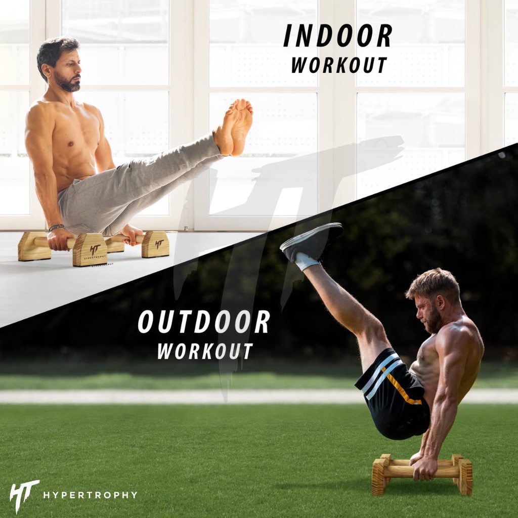 Wooden Parallettes Bongkar Pasang Kayu Calisthenics Bar Handle Push Up Hand Stand