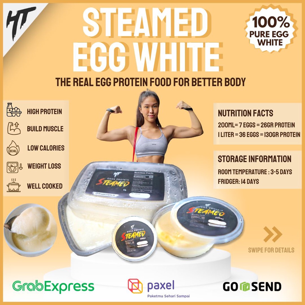 Hypertrophy Egg White Steam Putih Telur Pasteurisasi Kukus Matang Premium Murni Suplemen Whey Protein Cair Tanpa Kalori Lemak
