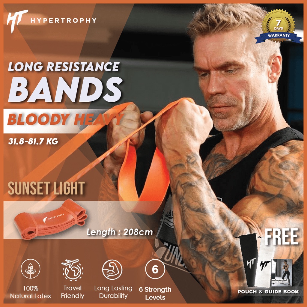 Alat Fitness Resistance / Power Band Orange Massive - (31- 81 kg) Body Premium Latex Stretching Pull Up Elastis Home Workout Gym Yoga Olahraga Senam Aerobik Kettler