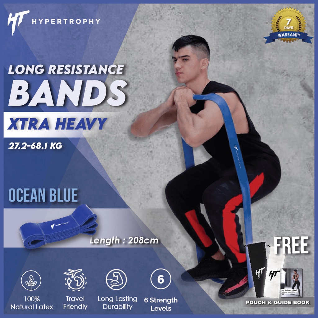 Alat Fitness Resistance / Power Band Blue Very Heavy - (27 - 68 kg) Body Premium Latex Stretching Pull Up Elastis Home Workout Gym Yoga Olahraga Senam Aerobik Kettler
