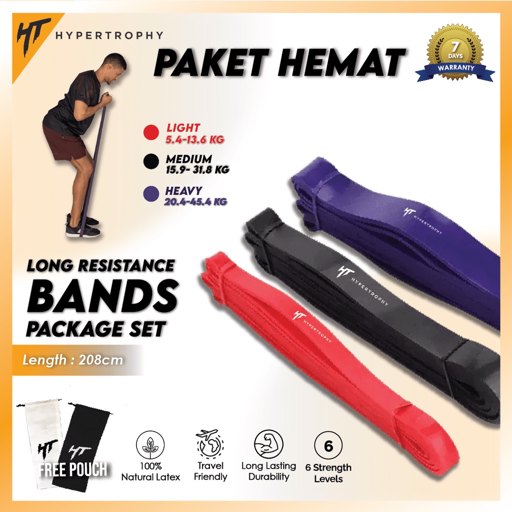 Paket Hemat Fitness Resistance / Power Band Tali Stretching Karet Elastis Body Premium Latex Stretching Pull Up Elastis Home Workout Gym Yoga Olahraga Senam Aerobik Kettler