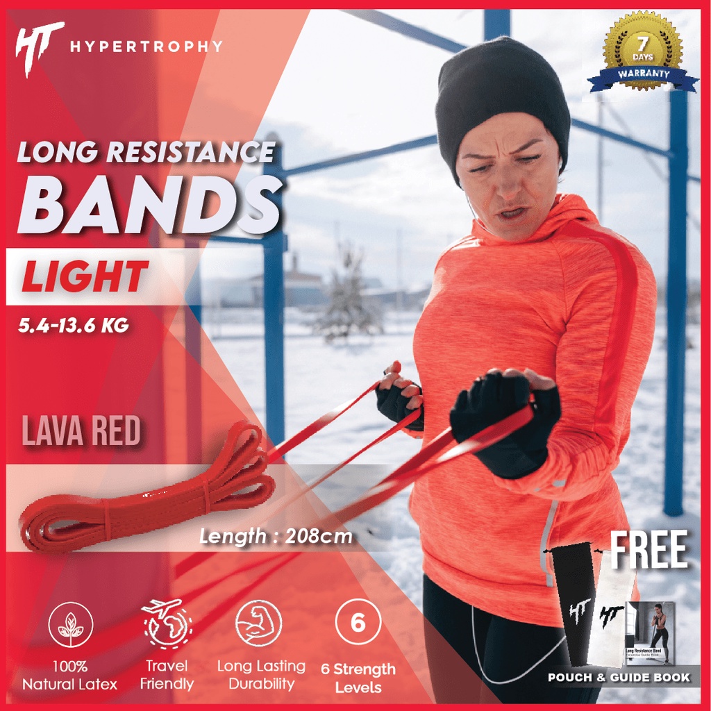 Alat Fitness Resistance / Power Band Merah Light - (12-30 pounds / 5,4-13,6kg) Body Premium Latex Stretching Pull Up Elastis Home Workout Gym Yoga Olahraga Senam Aerobik Kettler