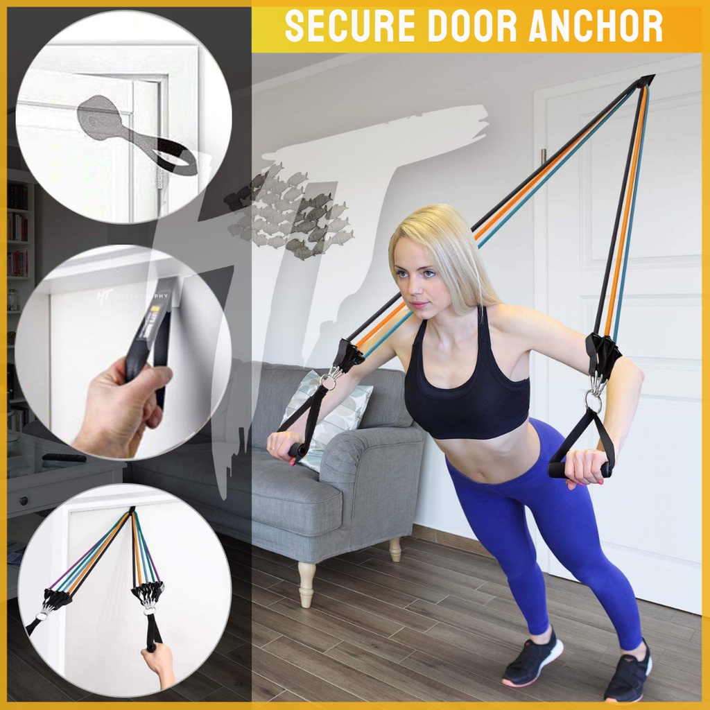 Door Anchor Hypertrophy for Resistance Tube Power Bands Power Yoga Home Workout Calisthenics Body Premium Latex Stretching Pull Up Elastis Home Workout Gym Yoga Olahraga Senam Aerobik Kettler
