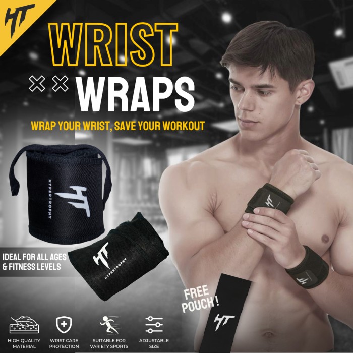 Wrist Wrap Hand Strap Support Band Weight Lifting Hypertrophy Black