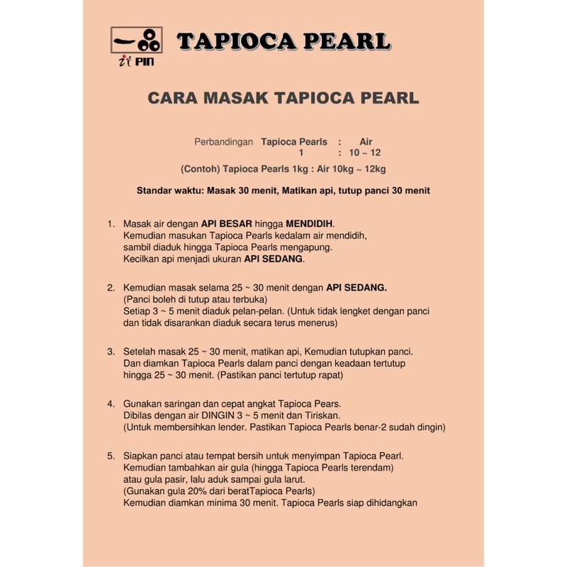 Boba Tapioka Pearl Brown Sugar Itpin 1 Kg - Tersedia Harga Grosir Per Dus isi 12 kg