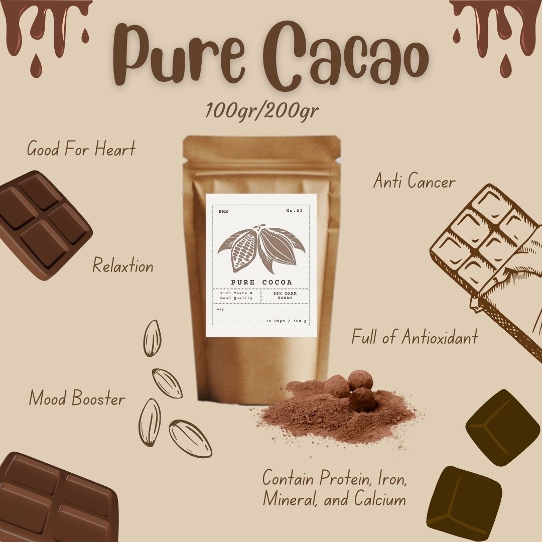 BMK Dark Choco Kakao Pure Premium Plain - 100 gr - 200 gr
