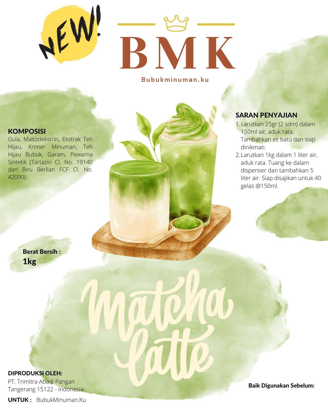 Matcha Latte Premium Powder Mix - Bubuk Minuman Matcha Mix 1 Kg