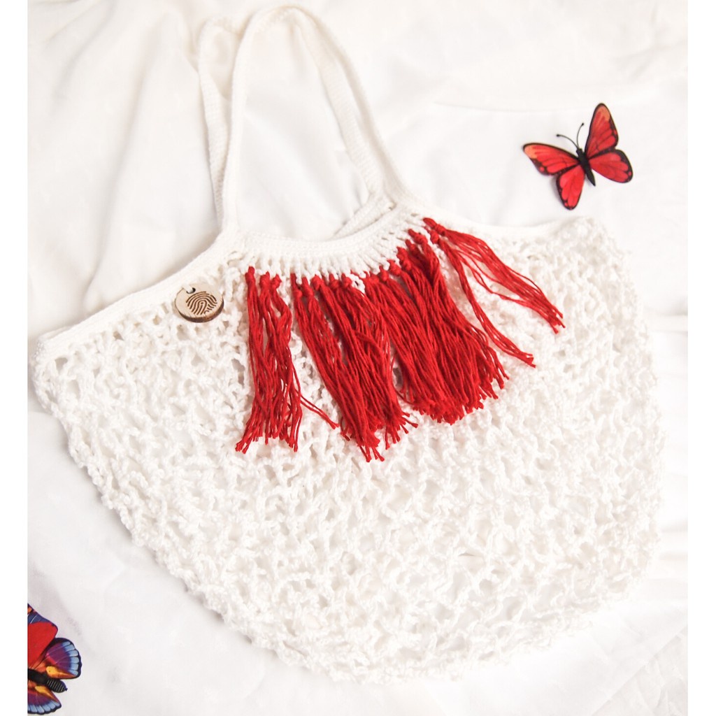 I Want To Smell The Perfume - Melly Fringes - Tas crochet untuk liburan