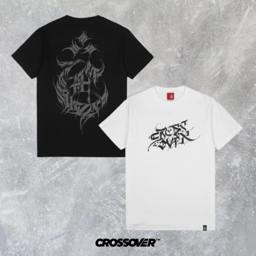 Image of T-SHIRT CROSSOVER GRAVEN BLACK WHITE