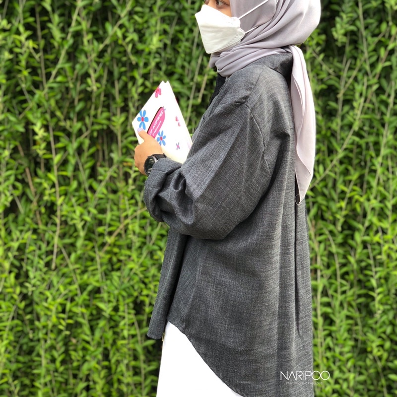 Kemeja Linen Wanita Ruella Charcoal