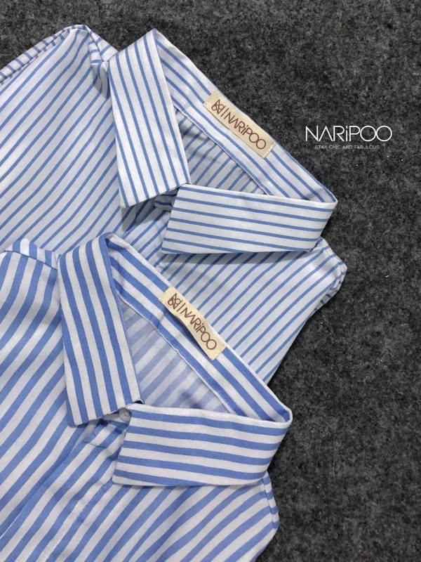 Kemeja Stripes Oversize Lengan Panjang