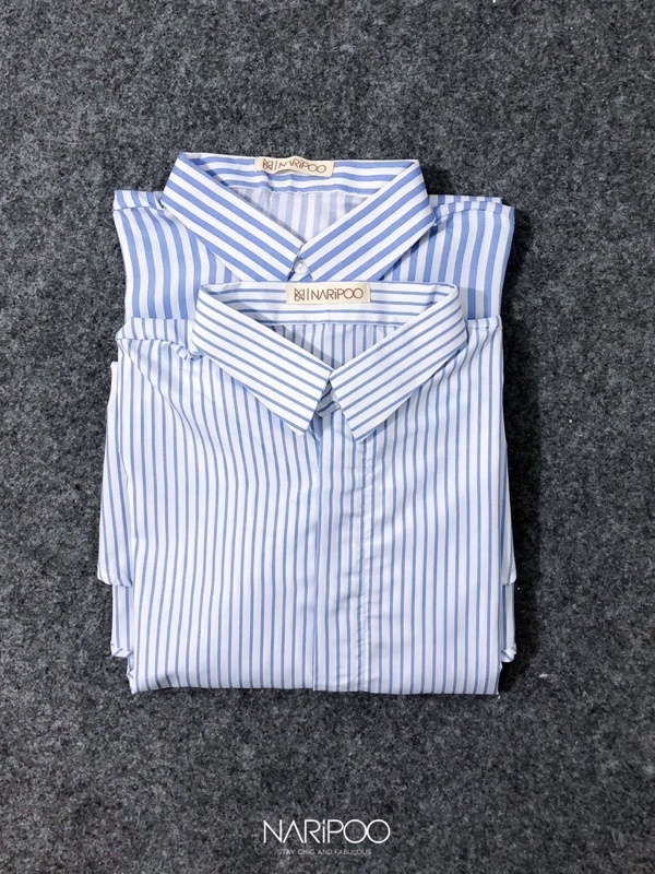 Kemeja Stripes Oversize Lengan Panjang