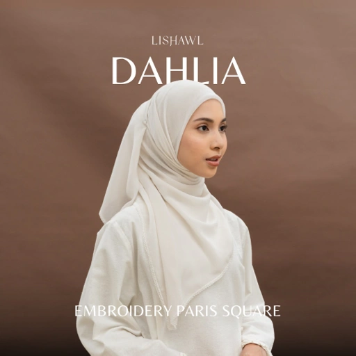 Image of LISHAWL - DAHLIA EMBROIDERY PARIS SQUARE [READY STOCK]