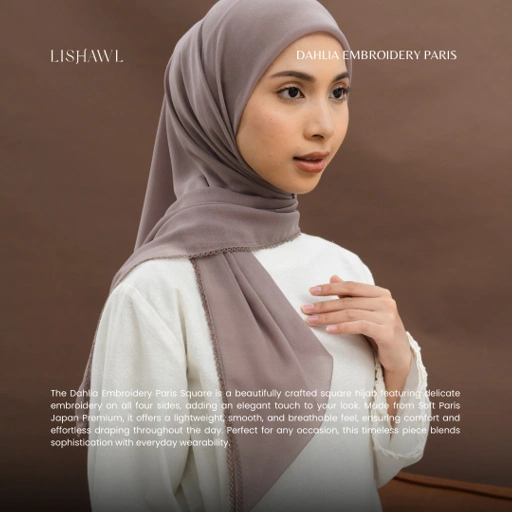 Image of LISHAWL - DAHLIA EMBROIDERY PARIS SQUARE [READY STOCK]