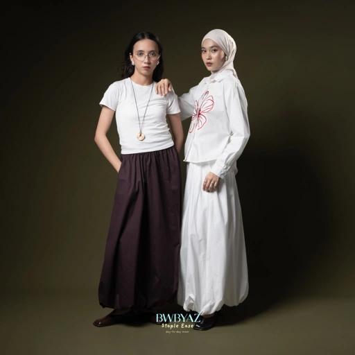 Image of BWBYAZ STAPLE EASE - LEONA BALOON SKIRT (LONG) - READY STOCK