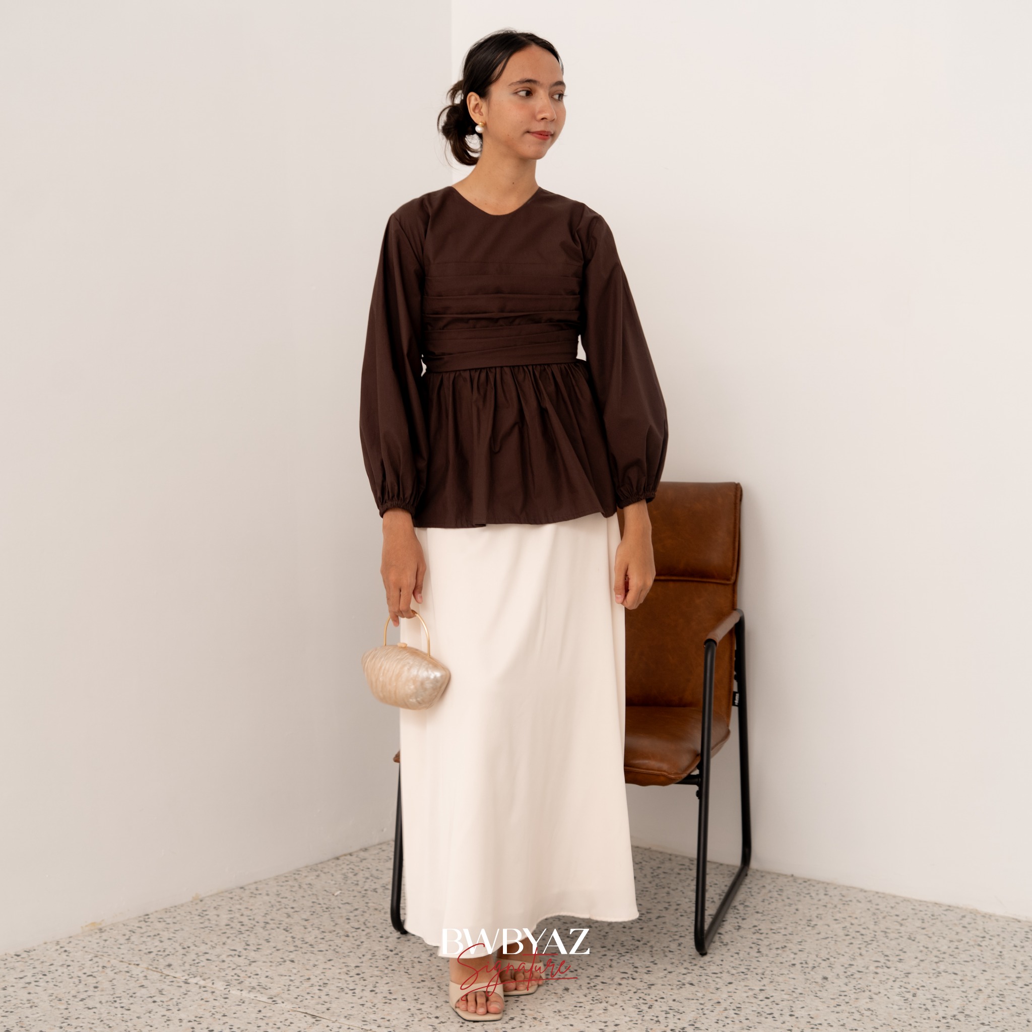 BWBYAZ SIGNATURE - MANOR DRAPERY BLOUSE 2.0 (READY STOCK)