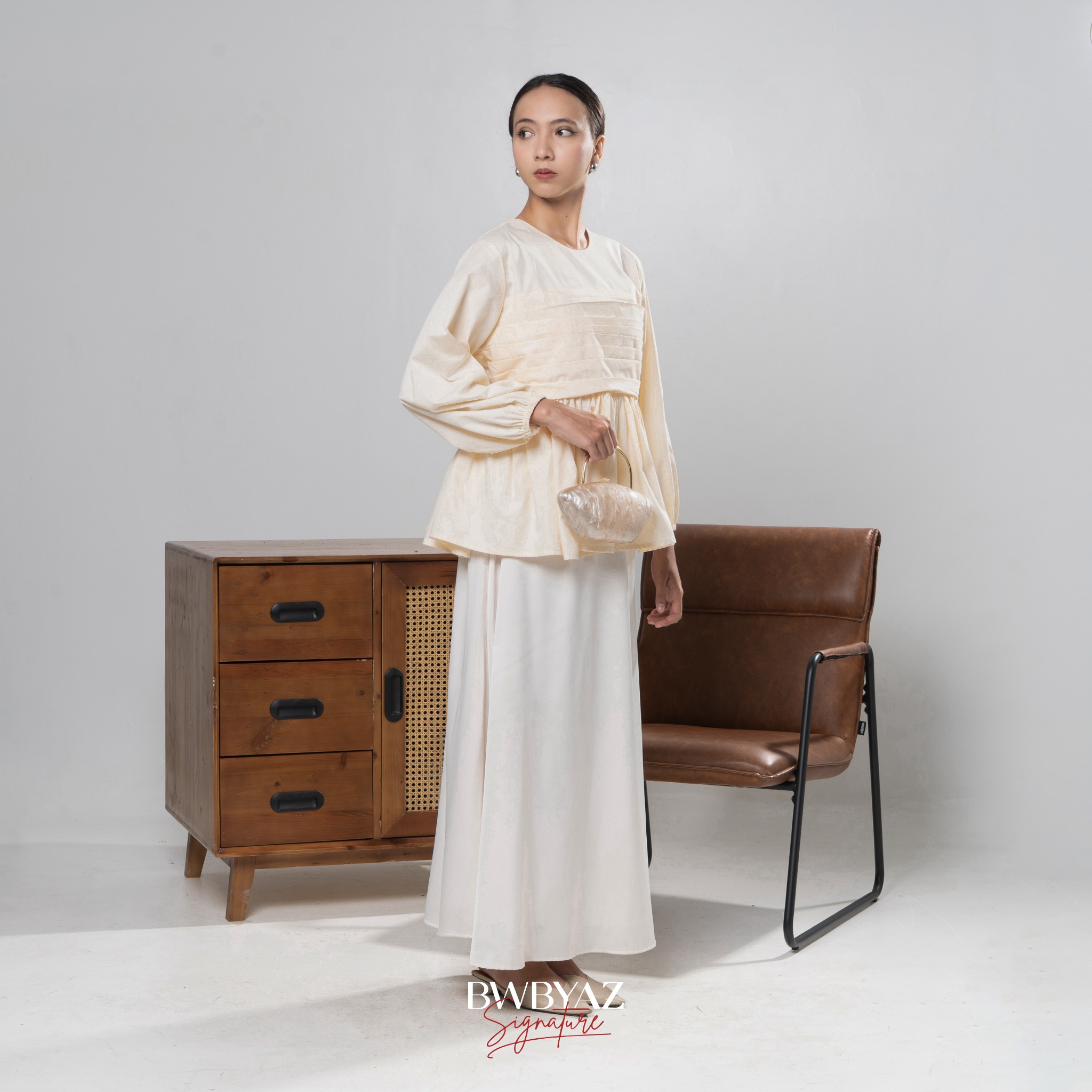 BWBYAZ SIGNATURE - MANOR DRAPERY BLOUSE 2.0 (READY STOCK)
