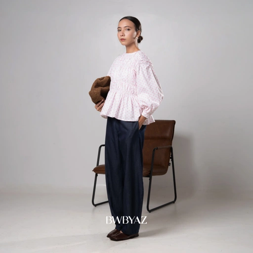 Image of BWBYAZ - PAMELA SHIRRED BLOUSE LONG SLEEVE (NEW COLOUR)