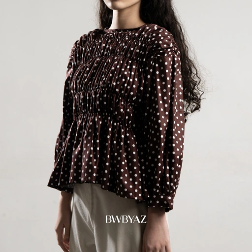 Image of BWBYAZ - PAMELA SHIRRED BLOUSE LONG SLEEVE (NEW COLOUR)